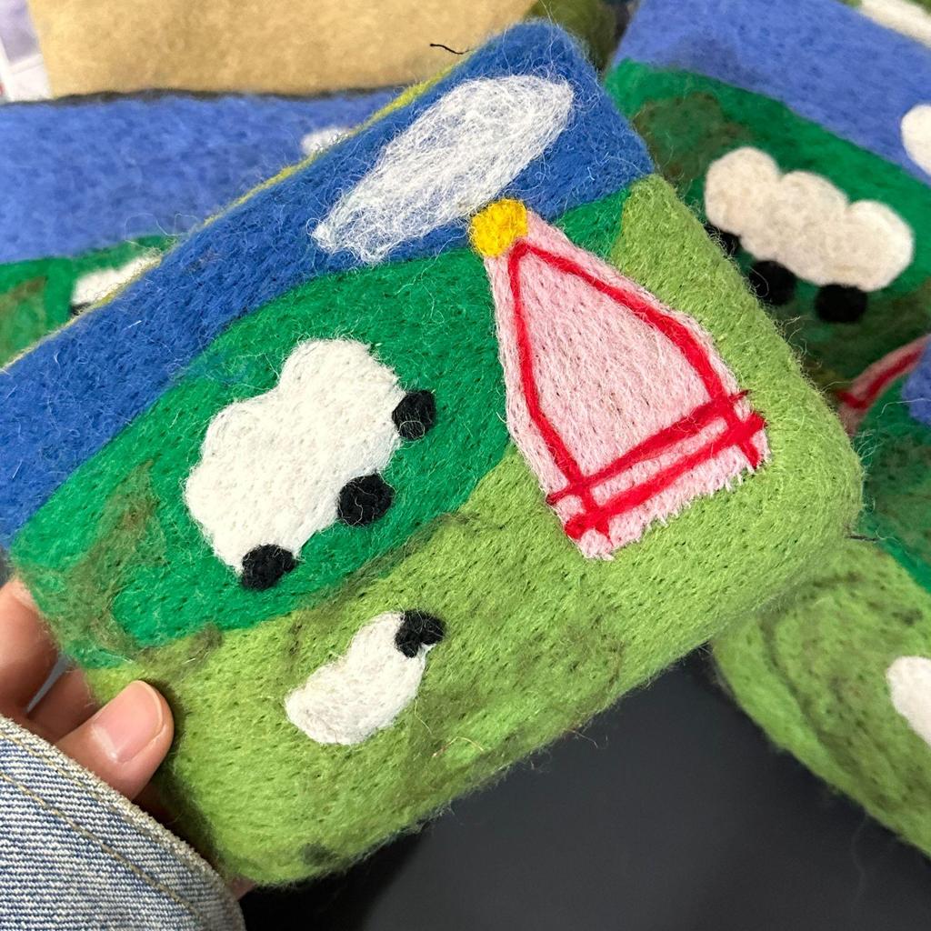 Handmade Wool Felt Earphone & Sanitary Napkin Pouch