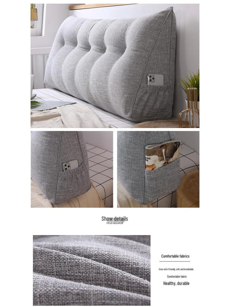 Длинная треугольная поясничная подушка из хлопка и льна - Подушка для изголовья кровати