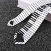 Personalized Classic for Men Fancy Dress Music Tie Skinny Tie Piano Keyboard Necktie Black & White
