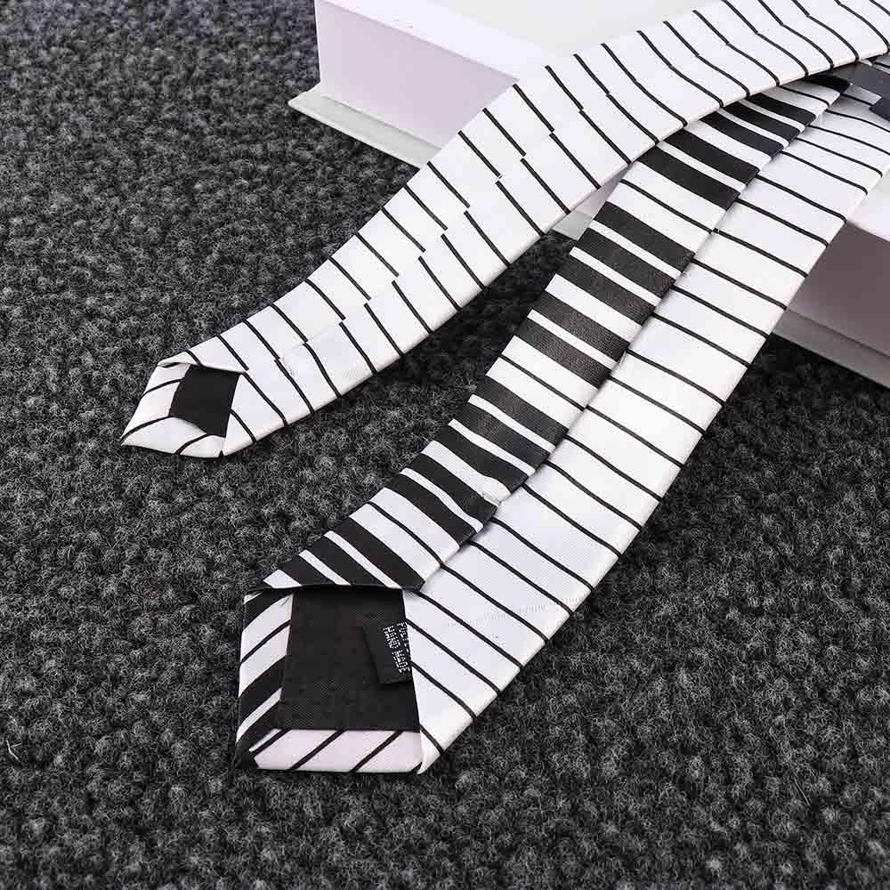 Gifts Fashion for Men Classic Skinny Tie Music Tie Black & White Piano Keyboard Necktie