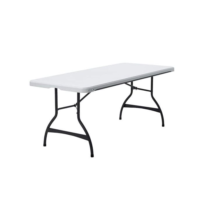 Table pliante de restauration - LIFETIME - 183x76 cm - Blanc - Polyéthylène haute densité - Pliable - Usage extérieur