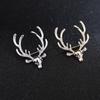 Zinc Zinc Alloy Elk Head Brooch Rhinestone Deer Metal Brooch Kawaii Christmas Badge  Women