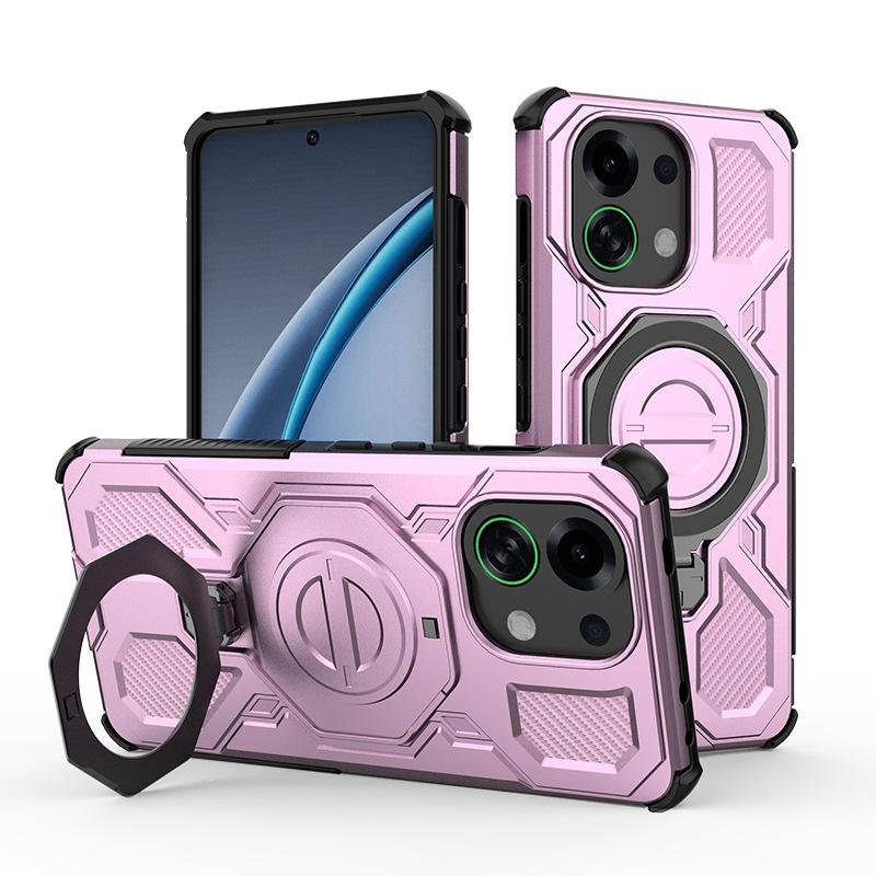 Oppo K13 Turbo/K13 Turbo Pro Magnetic Ring Case 360° Rotatable [Military-Grade Drop Protection] + Metal Plate for MagSafe Phone Case