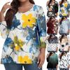 Womens Plus Size Tops 3/4 Sleeve Sleeve Shirts V Neck Casual Clothing Clothes Prints Tops