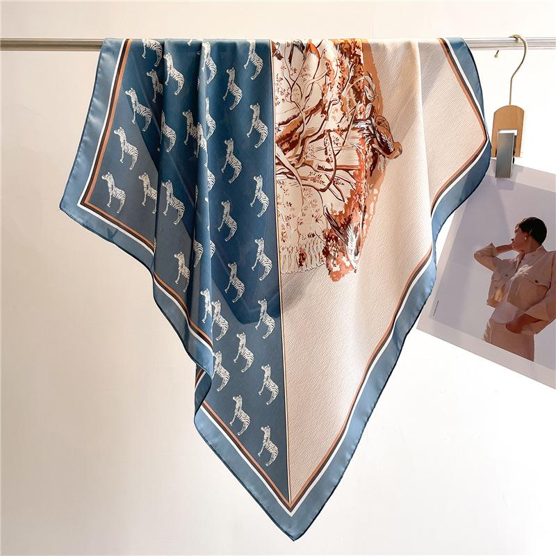 Peony Flower Small Silk Scarf Satin Versatile Scarf Thin Sunscreen Headscarf 70Cm Simulated Silk Square Scarf