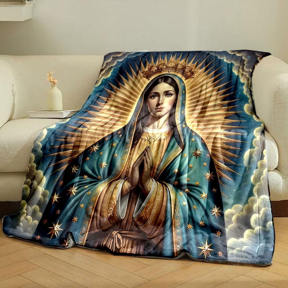 "Celestial Madonna in Blue Robe" print blanket soft and cozy perfect for the living room bed sofa or a nap,gift