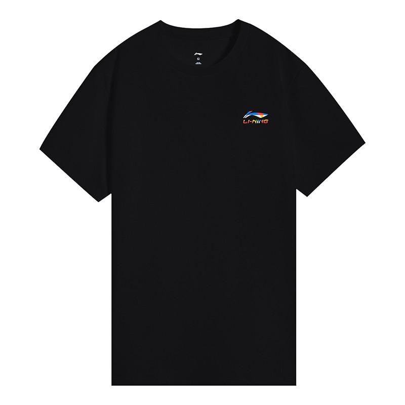 Li Ning Модный Свободный Хлопок Универсальный Короткий Рукав Удобные Длинные Брюки Повседневный Комплект Унисекс Комплекты Черный Темно-Синий W871-1+V809-2