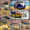 Retro Pin Up Metal Signs Rusted Style Bus Car Car License Plate Posters Classic Plaques Wall Decors