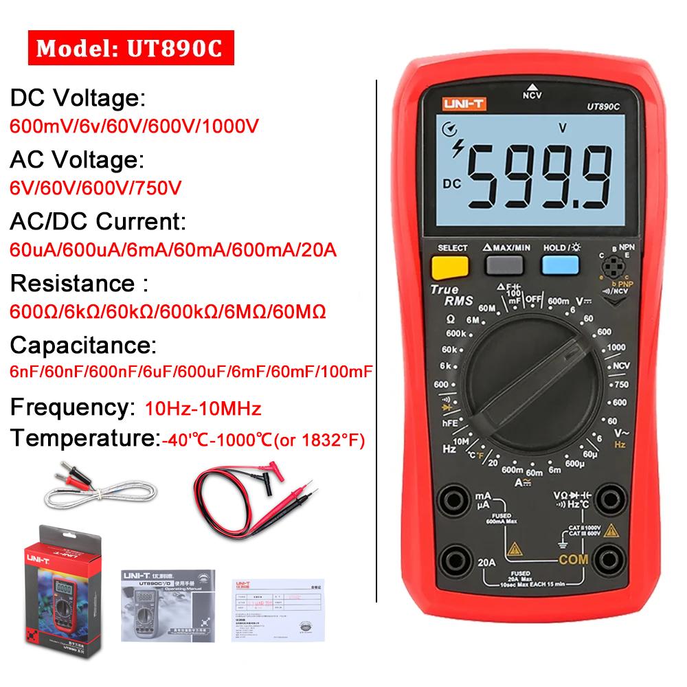 UNI-T Digital Multimeter Professional AC DC Electrical Multi Meter UT890C UT890D+ UT89X UT89XD UT161E UT61B+ UT61D+ UT61E Plus