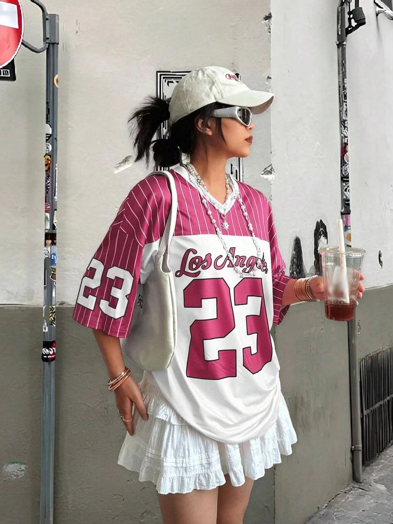 Casual Sports Style 23 Digital Print Cool Men Women Tee Adults Children Boy Gril Top Kids Parent Child Quick dry V Neck Tshirt