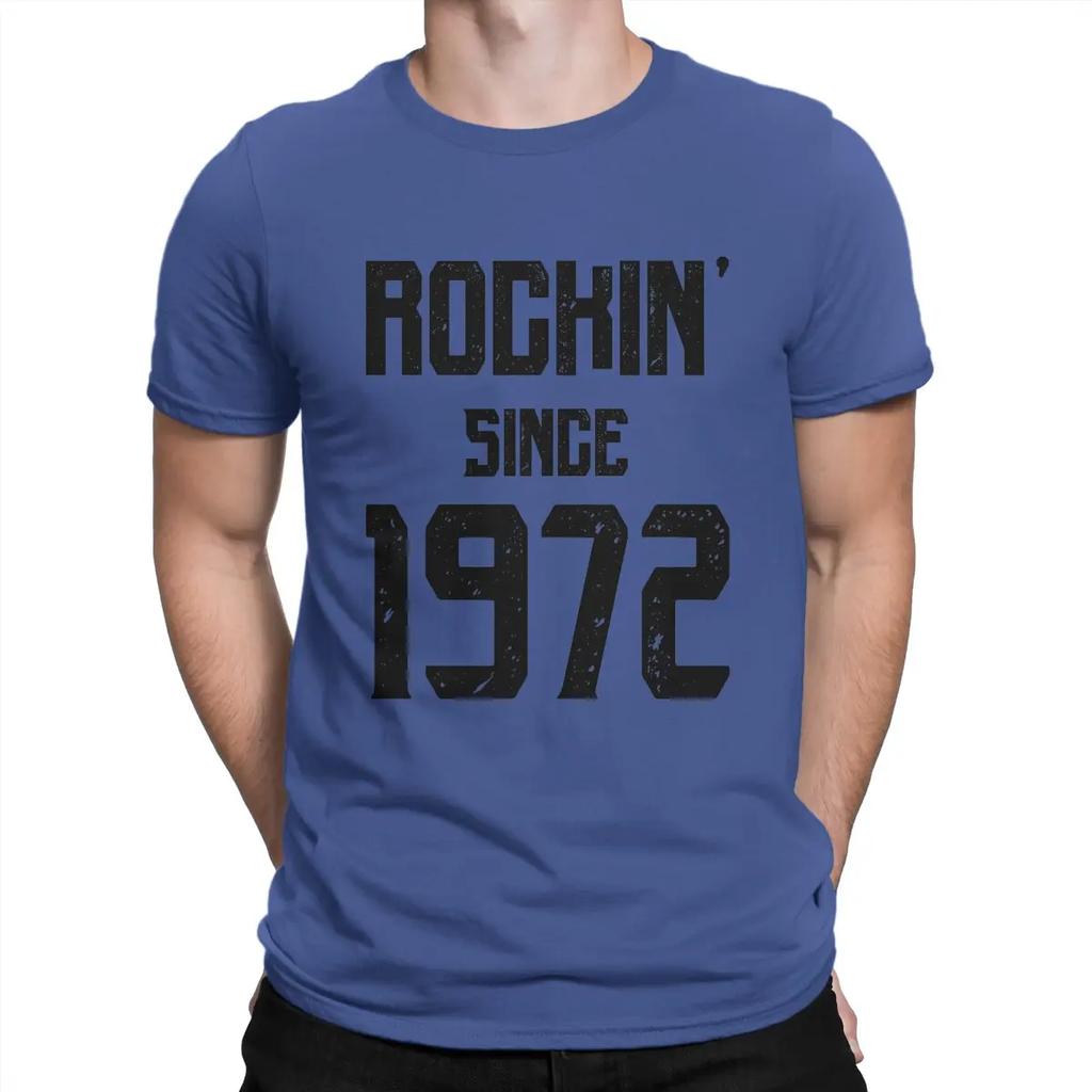 Vintage Rockin Since 1972 T-Shirts for Round Collar Pure Cotton T Shirt Rockin Since Time Short Sleeve Tee Shirt Summer Tops Unisex