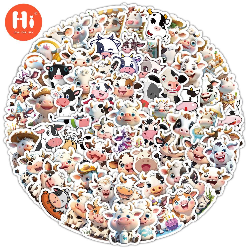 100 мультяшных корововых детских граффити-наклеек, коробка для канцелярских принадлежностей, чемодан, скутер, ручка для карты, водонепроницаемая наклейка, партия
