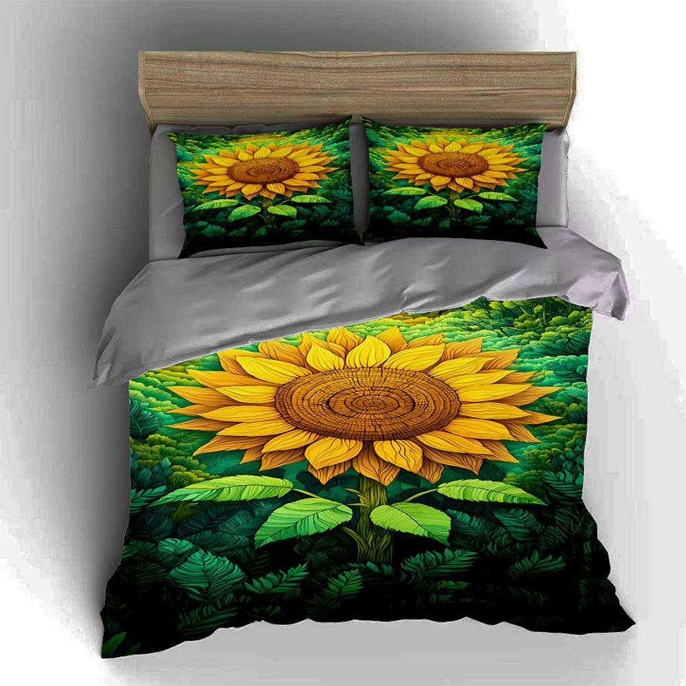 Vibrant sunflower foliage. Bedding Duvet cover sets Duvet covers Pillowcases gifts (1 * Duvet Cover 2 * Pillowcases, without duvet insert)