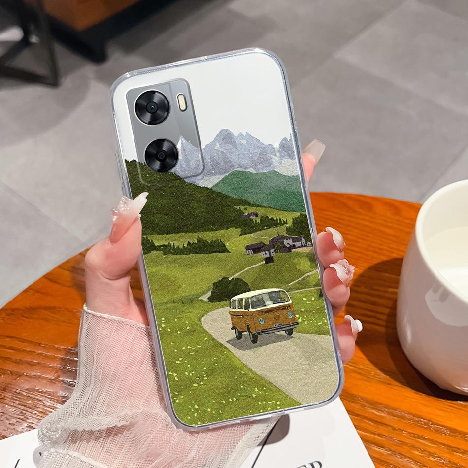 For Oppo A77 A77S Phone Case Colorful Flowers Patterns Back Cover For OppoA77 A77 S 2022 Soft TPU Transparent Silicone Bumper