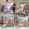 2D Printing New Christmas Pillow Cover Holiday New Decoration Living Room Sofa Cushion Pillow Cover