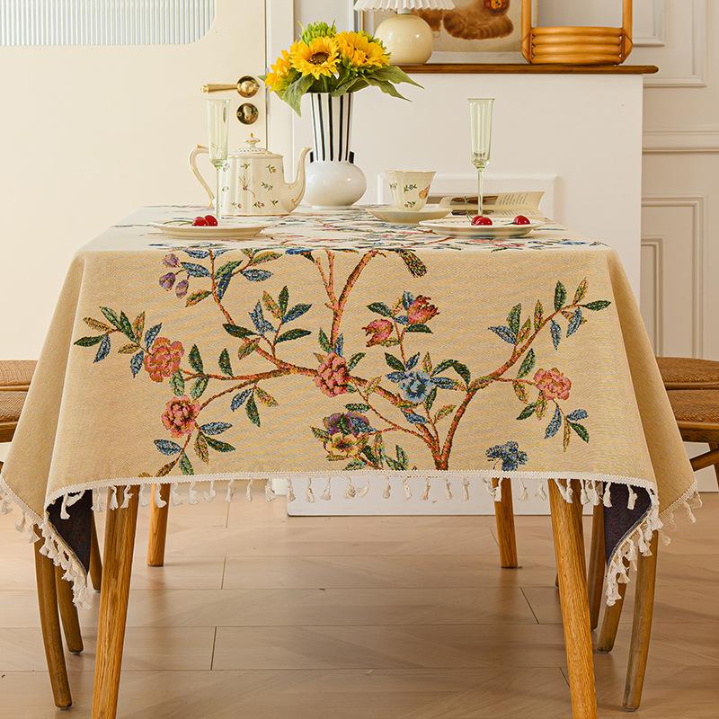 High-Grade Embroidery Pastoral Small Fresh Tablecloth Cotton And Linen French Pastoral Tablecloth High-Grade Light Luxury Household