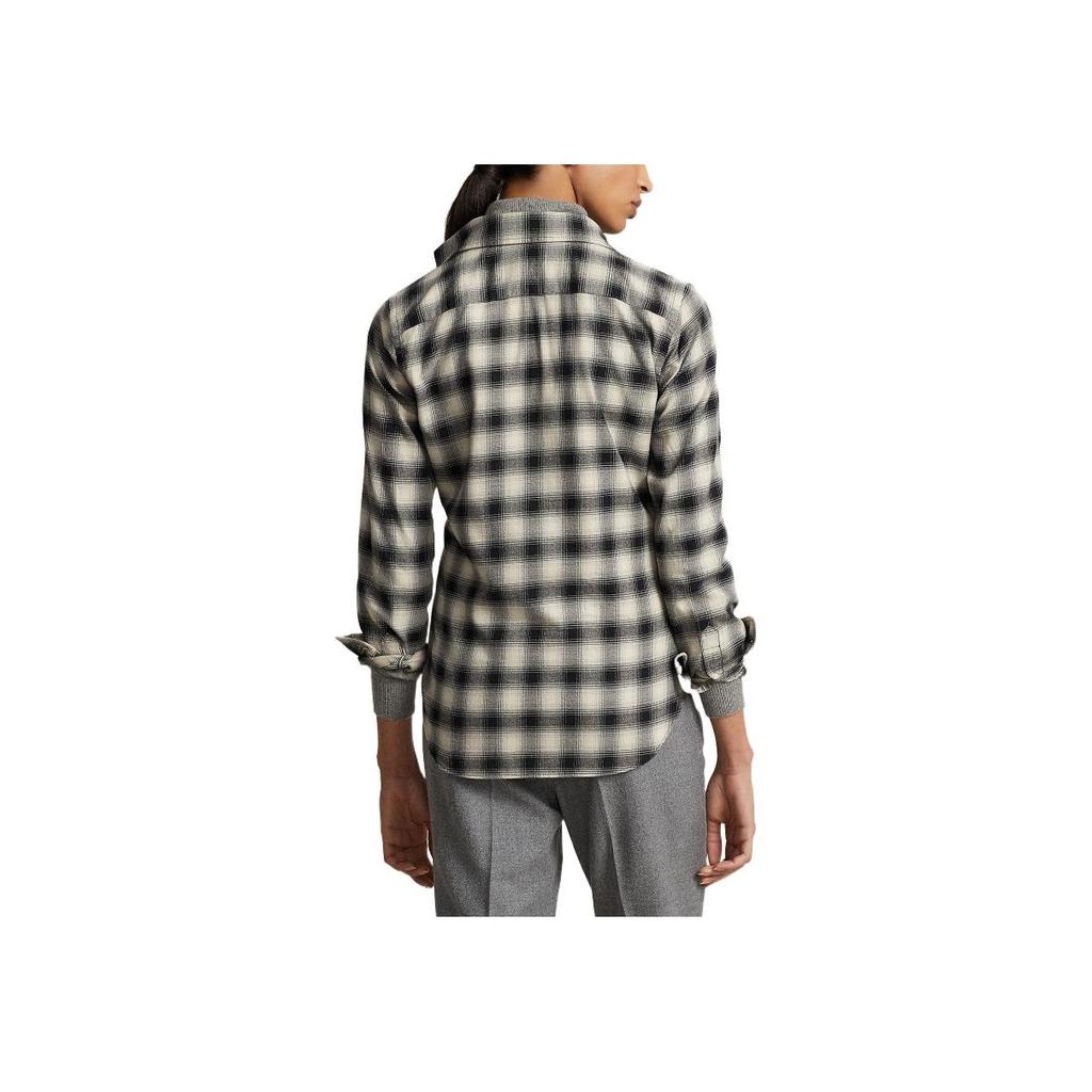 Polo Ralph Lauren FW22 Рубашка женская в клетку с воротником, однобортная, с длинным рукавом, черная WMPOSHTNDO20300-999