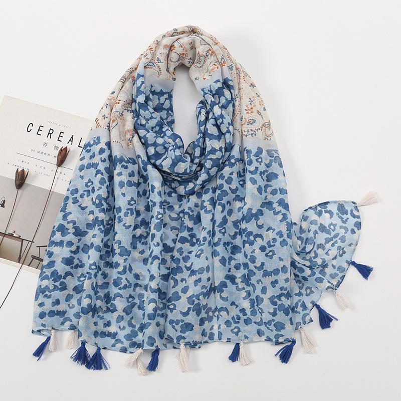 Литературный небольшой свежий хлопковый и льняной ретро-шарф с бахромой, женский напечатанный красивый шелковый шарф, японская солнцезащитная шаль