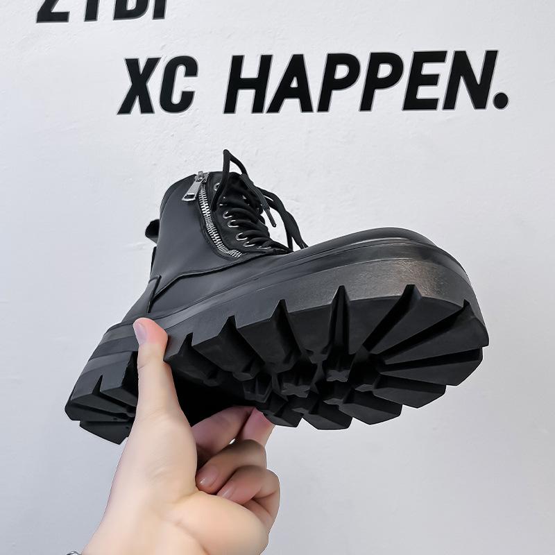 Новые ботинки Мартин мужские осенне-зимние бархатные в британском стиле на толстой подошве с увеличением роста, мотоциклетные полусапоги средней высоты 70022-A