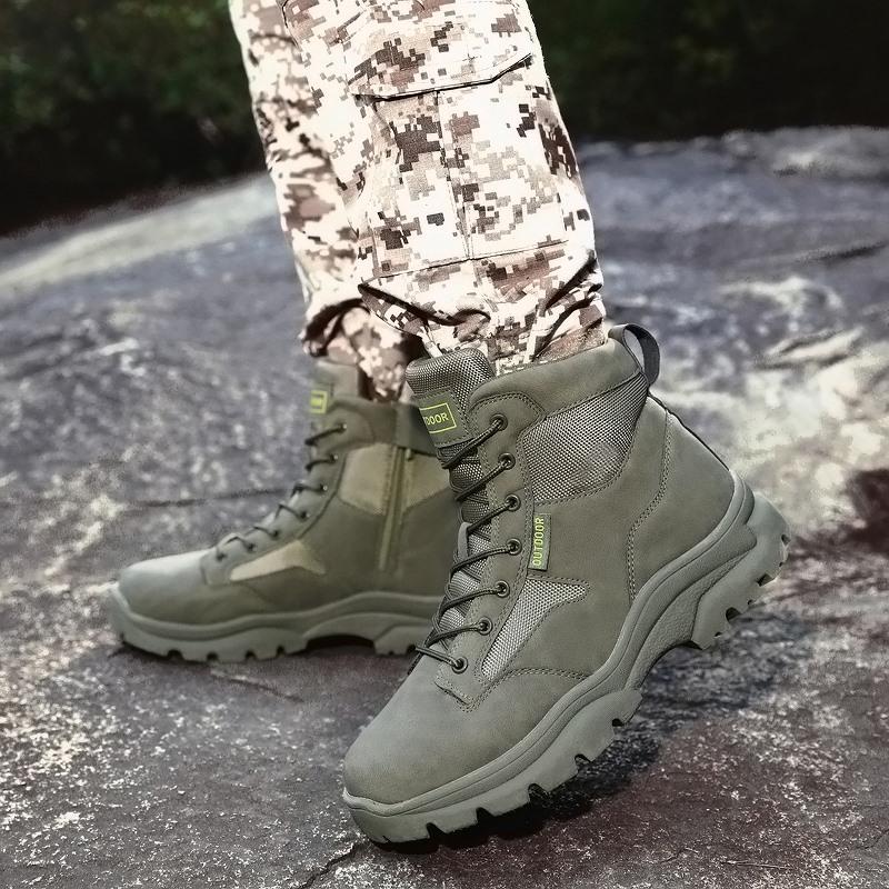 Men's High-top Hiking Boots Outdoor Shoes Military Boots Rubber Sole Large Size39-46