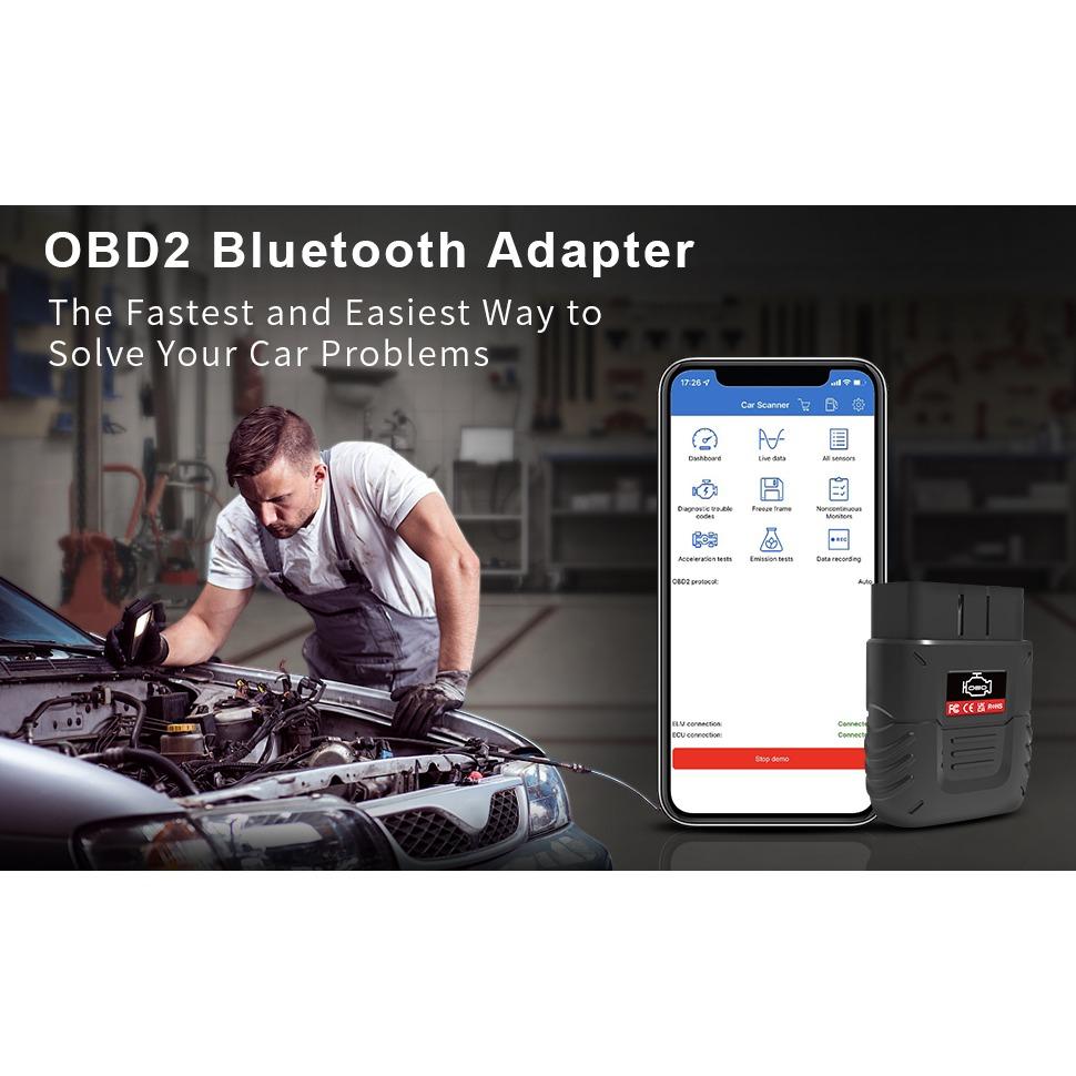 Беспроводной диагностический инструмент OBD2 Bluetooth, IOS, Android и Windows 3000. База данных кодов. Подходящий автомобильный адаптер. Считыватель кодов неисправностей. Сканирование с протоколом OBDII/EOBD.