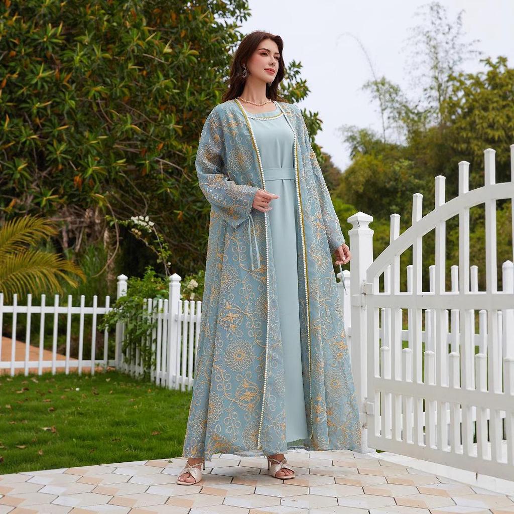 Женское мусульманское платье NC45 - Набор-двойка | Ближневосточный стиль, Джалабия, вдохновленная Саудовской Аравией и Дубаем