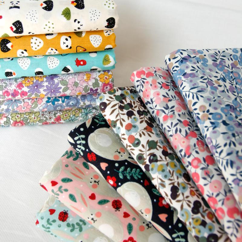 Sewing 50x145cm Pastoral Floral Poplin Cotton Fabric DIY Children's Wear Cloth Make Bedding Quilt Decoration Home