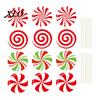 Reusable Outdoor Christmas Ornaments 12Pcs Candy Yard Stakes, Hollow Board Garden Decor with Metal Spikes, Photo Booth Backdrops Red White Green Lawn