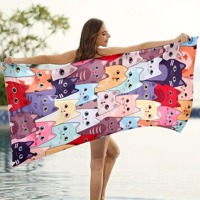 Microfiber Beach Towel Digital Printing Quick-Drying Double-Sided Velvet Class A Large Bath Towel Plus Towel
