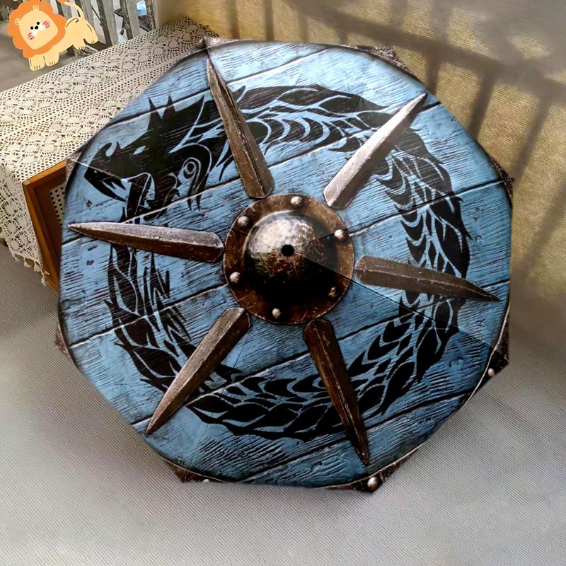 1PC Viking theme Umbrella Portable Folding Umbrella Iron Frame Hole Bone Structure Outdoor Home Umbrella A9