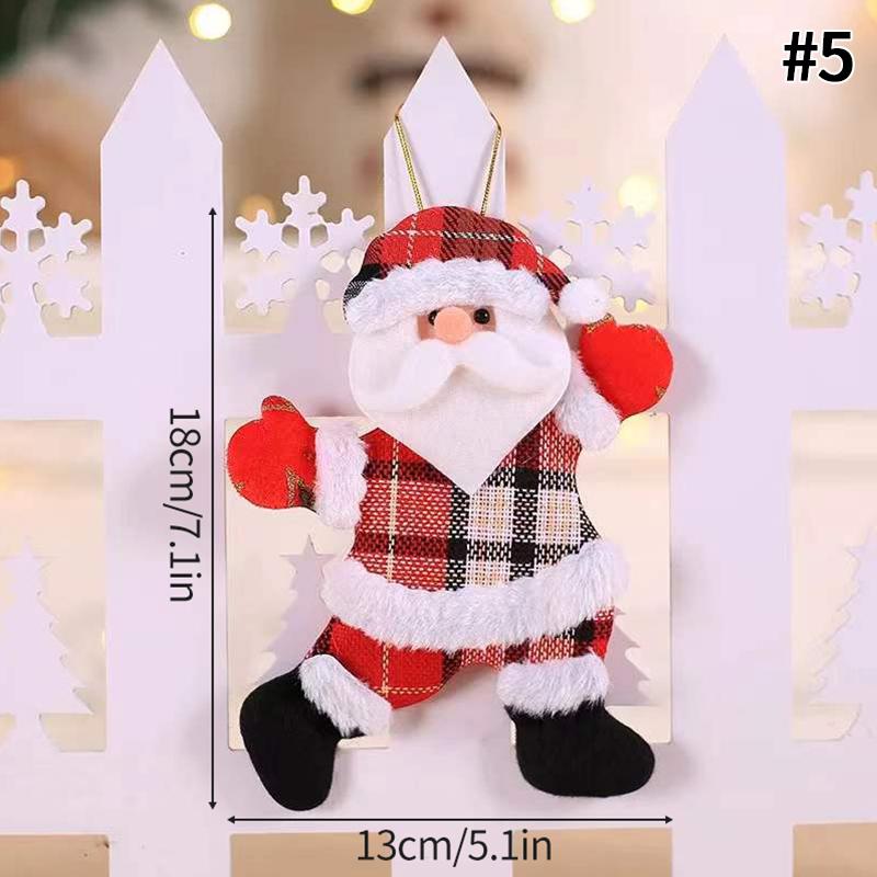 Christmas Tree Decoration Set Plush Girl Christmas Golden Ornaments Angel Xmas Party Keychain Santa Claus Snowman Hanging Decor