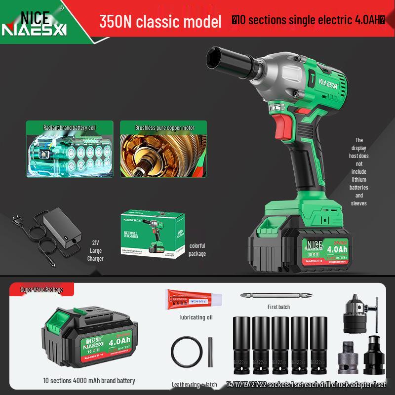 NICE High Power Rechargeable Impact Wrench - Official High Torque Electric Air Gun