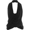 Weird Puss Cross Swing Collar Tank Top Women Simple Sexy Ruched Halter Irregular Backless Fashion Classic Party Club Streetwear