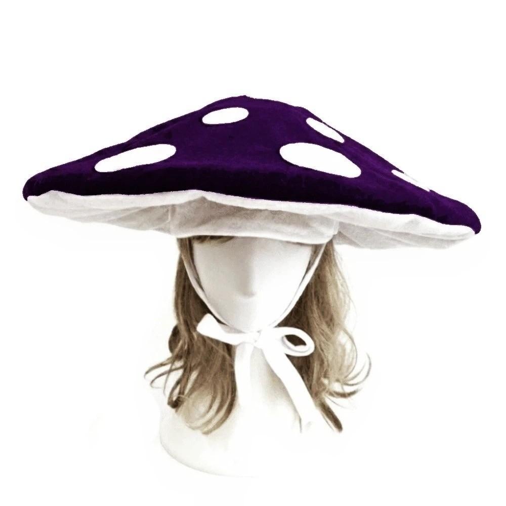 Soft Velvet Costume Headpiece Oversized Fungus Beret Cap Adjustable Mushroom Hat Cosplay