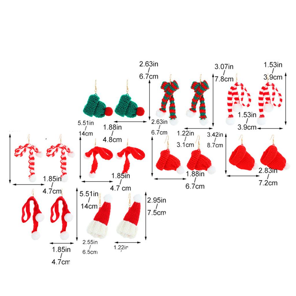 Women's Christmas Ear Studs Fall and Winter Hat Scarf Pendant Festival Earrings Gift for Wife Mother Daughter Friends