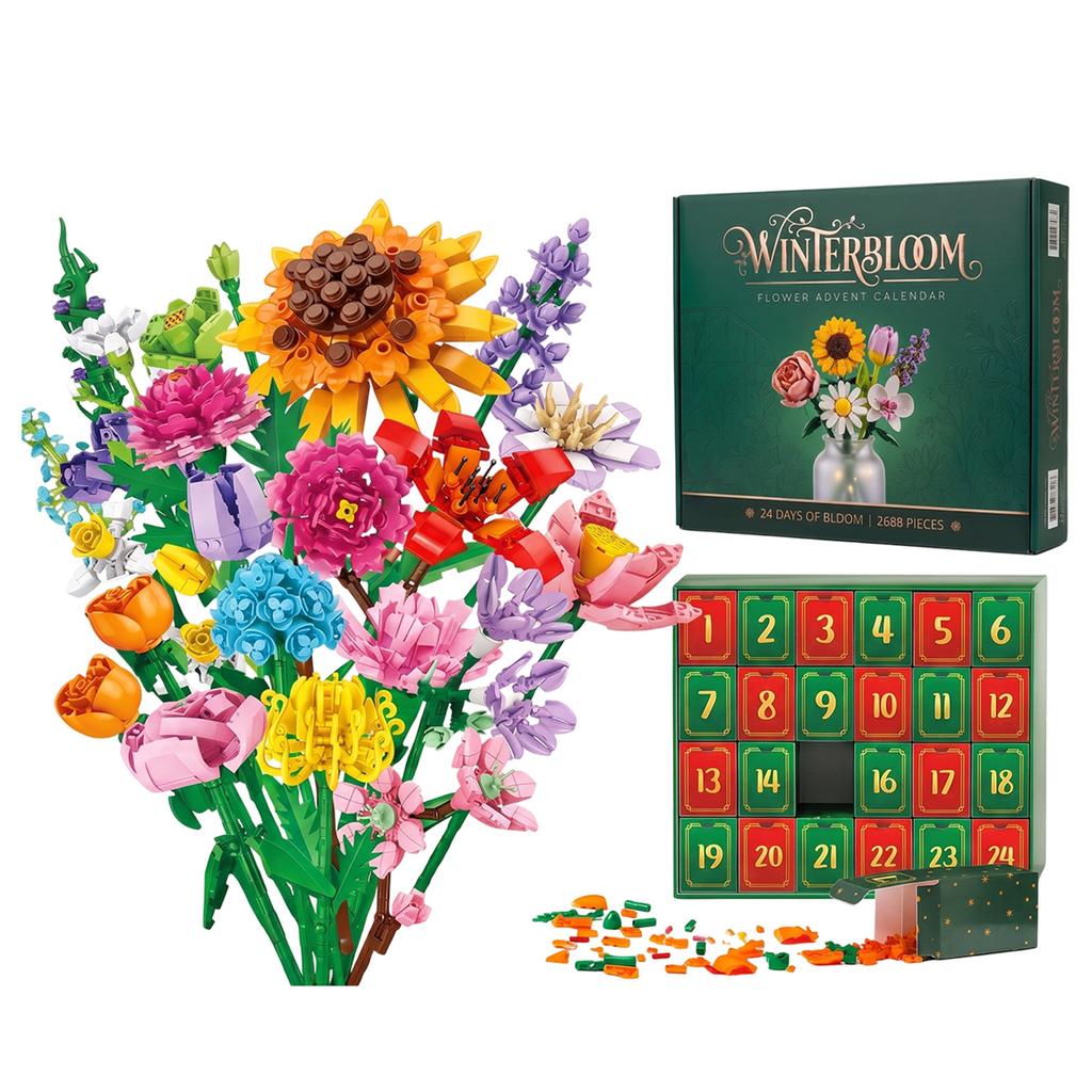 Flower Bouquet Building Christmas Advent Calendar -Day for Kids and Adults