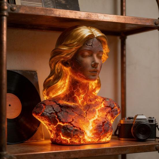 Пылающая Дева Фигурка Пламенная Девушка Бюст Статуя Смола Скульптура Дом Офис Настольная Художественная Декорация Орнамент