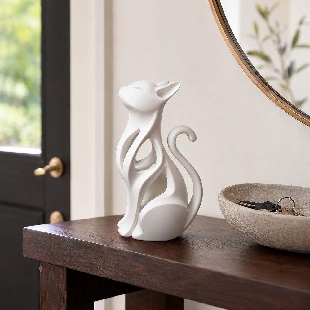 3D Printed Abstract Cat Sculpture Plastic Sculpture of Kitten Living Room Decor