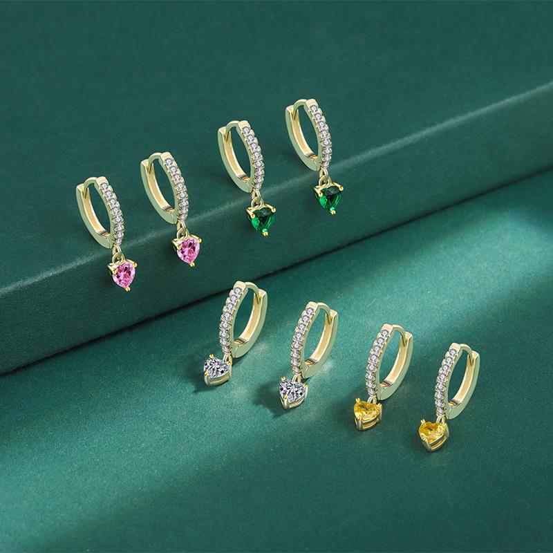 Модные красочные цирконовые серебряные серьги в форме любви S925 для женщин, креативные серьги из стерлингового серебра с блестящим цирконом, свадебные украшения, украшения для вечеринок