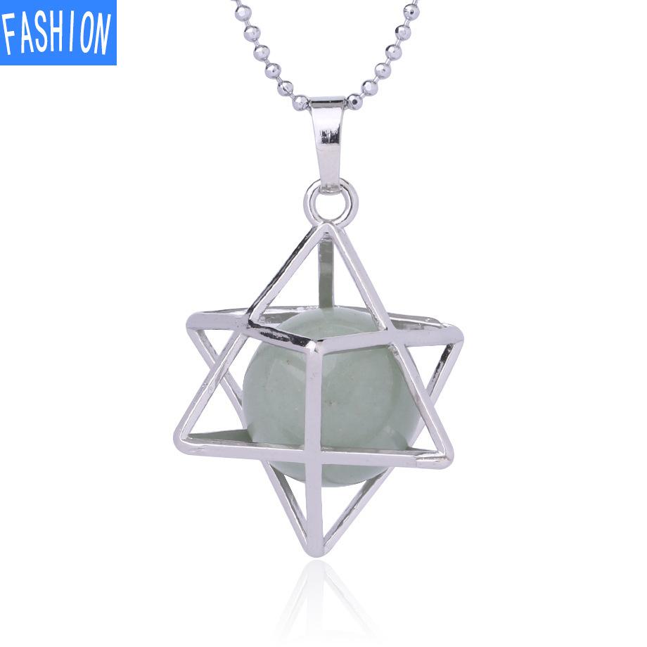 Металлическая клетка, выдолбленное ожерелье из натурального хрусталя Мелкаба с подвеской из флюорита и агата