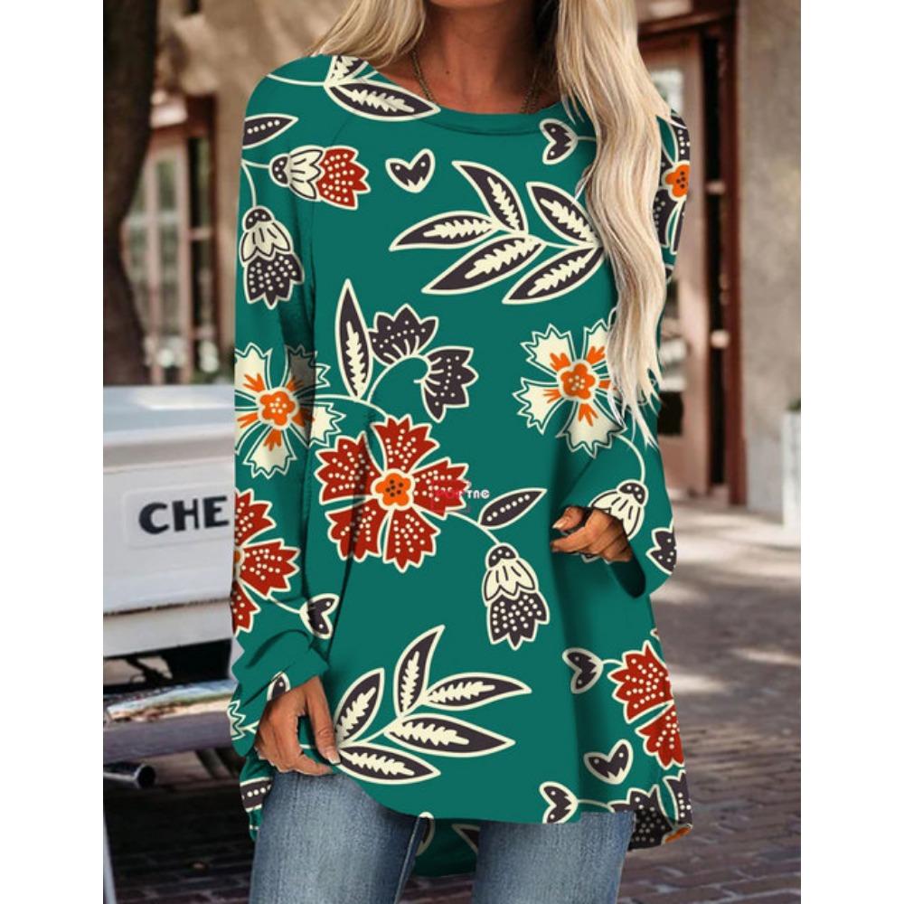 Женская футболка с длинным рукавом, новый топ с принтом, модная новая одежда на осень и зиму, свободная версия большого размера с длинным рукавом