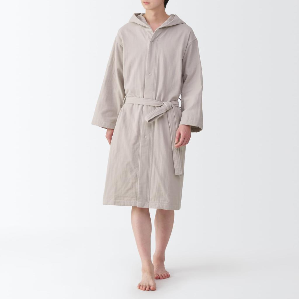 MUJI банный халат из марли и ворса унисекс бежевый 84868443 L-XL