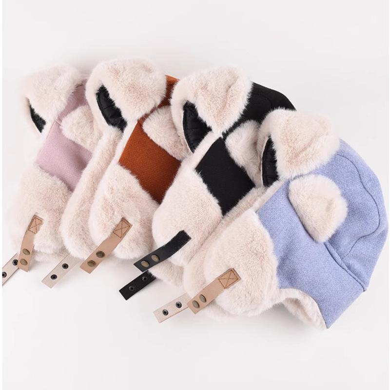 Шапка Корейская версия Зимняя Мужская и Женская Северо-восточная Шапка Лей Фэн Уличная Велосипедная Ветрозащитная Холодная Утолщенная Теплая Плюс Бархатная Шапка с Защитой Ушей