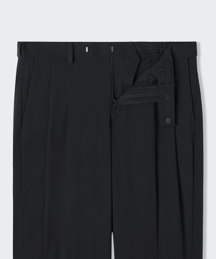 MUSINSA STANDARD Real Wide Hidden Banding Slacks [Dark Gray]