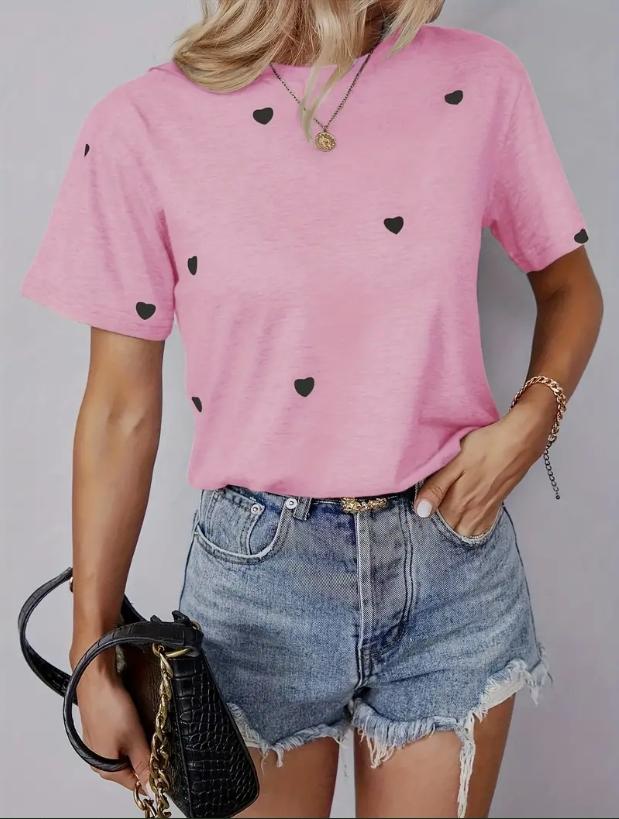 Модная женская простая футболка с принтом любви, забавная повседневная футболка с круглым вырезом и короткими рукавами, летняя женская футболка