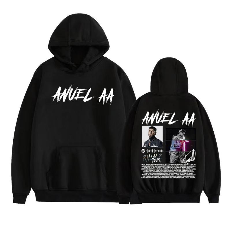 Худи с графическим принтом рэпера Anuel AA Real Hasta La Muerte 2026 для мужчин и женщин, модный пуловер в стиле хип-хоп Харадзюку, с длинным рукавом, толстовка, топы