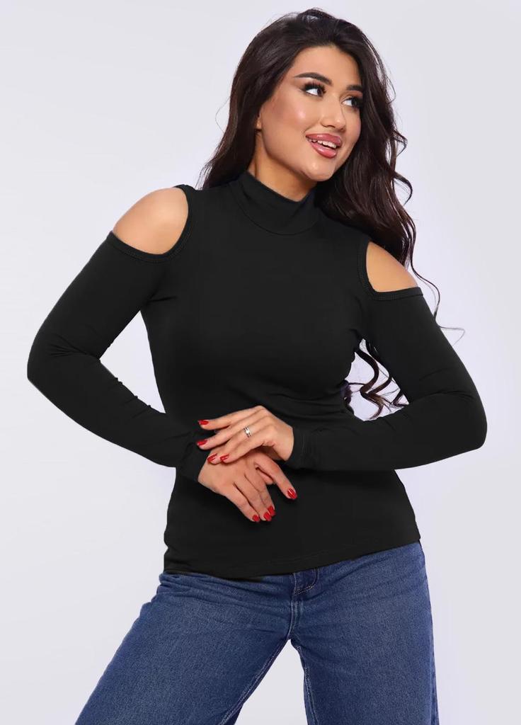 Лонгслив хлопковый с открытыми плечами