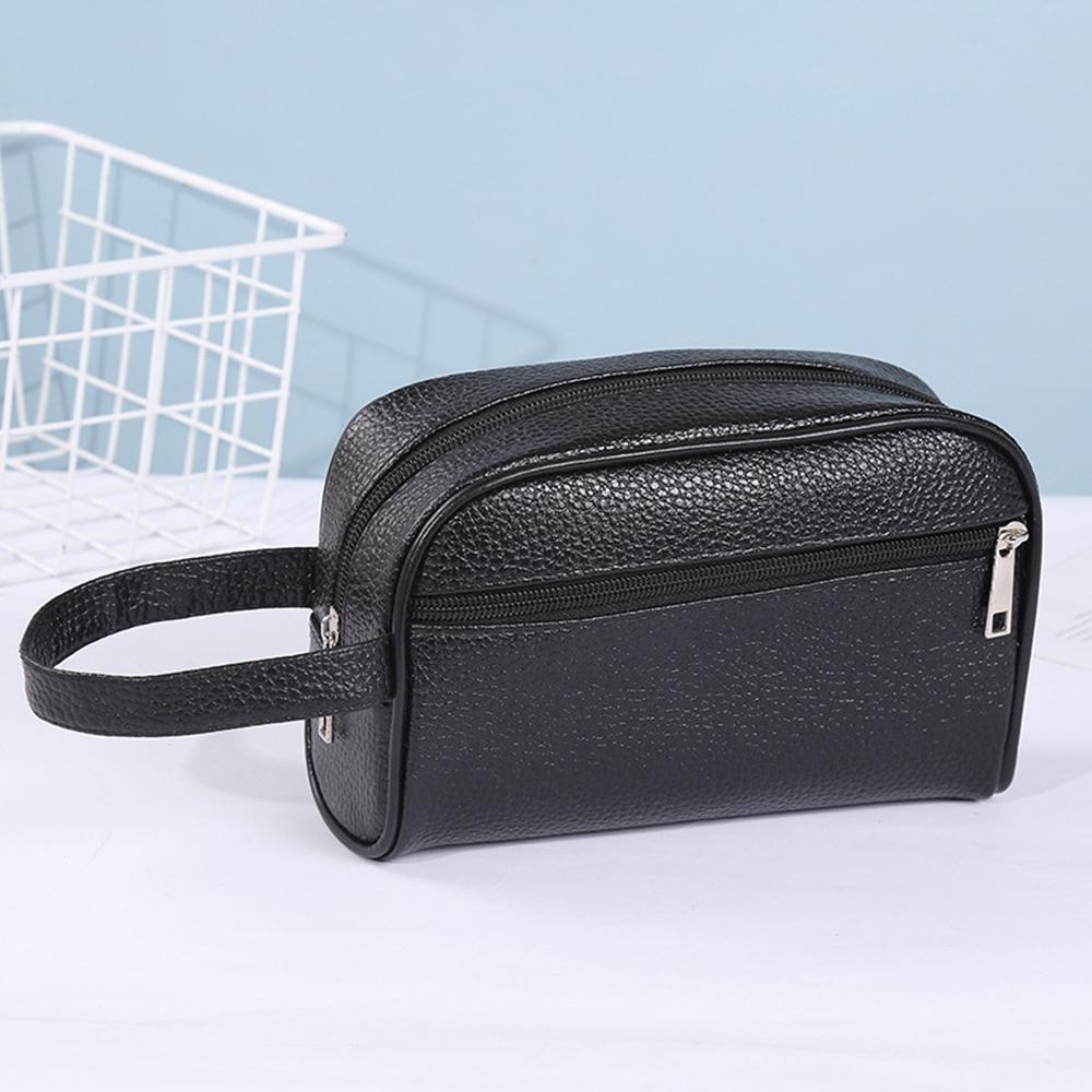 Women Men Travel Cosmetic Bag Zipper Makeup Bags Leather Toiletry Bag Portable Large Capacity Cosmetics Organizer Storage Pouch