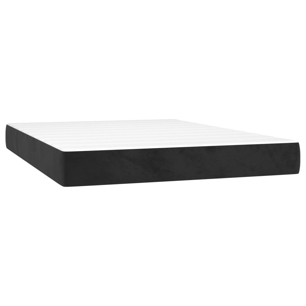 Box Spring Bed with Mattress Black 140 x 190 cm Velvet
