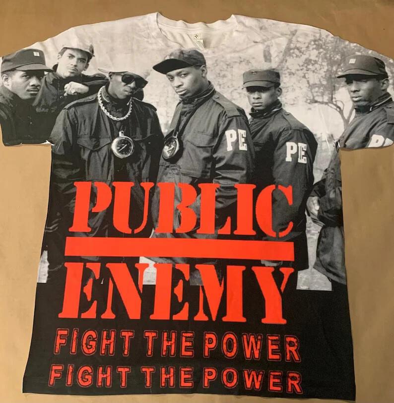 Футболка с принтом Public Enemy Band FIGHT THE POWER AOP Полный размер S-5XL Унисекс